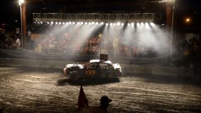 A demolition derby at the Shenandoah County Fair in Woodstock, Virginia