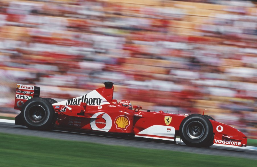 michael schumacher driving at 2002 german grand prix