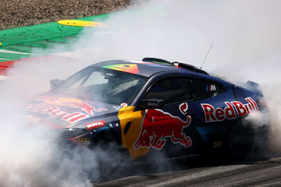 red bull racecar drifting