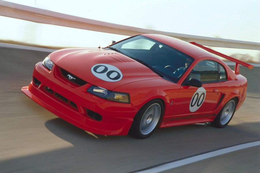 2000 Ford Mustang SVT Cobra driving on track