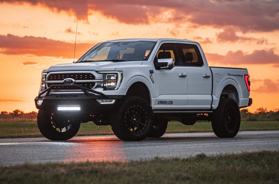 The 2021 Hennessey Venom 775 F-150 at sunset