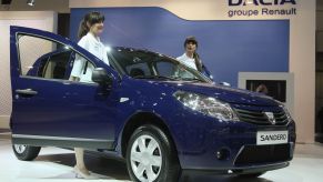 The Dacia Sandero compact car model at the AMI 2009 Leipzig Motor Show