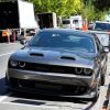 A Dodge Challenger Hellcat model used as a prop during filming for a Liam Neeson movie