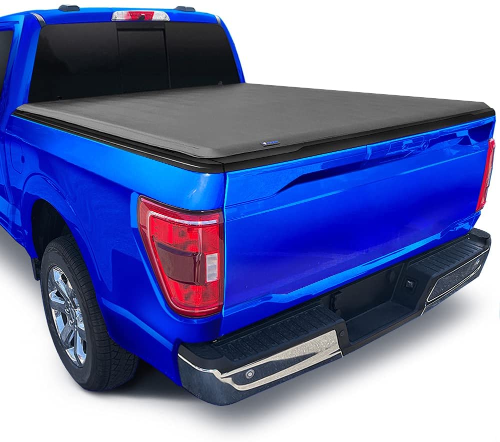 A blue F-150 Tonneau cover, the Tyger Auto T3