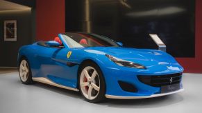 The Ferrari Portofino in Berkeley Square, London, England