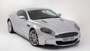 A high front 3/4 shot of the Aston Martin DBS