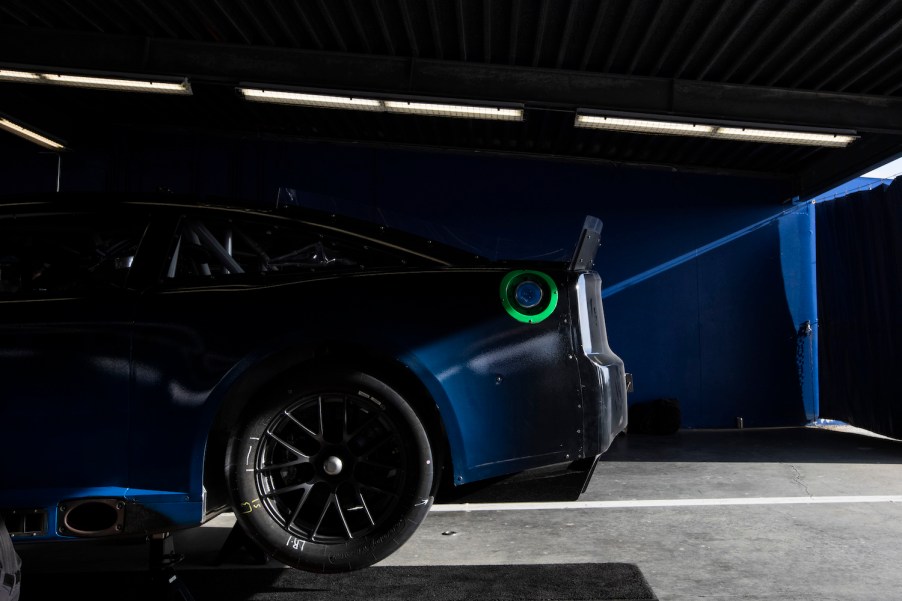 The NASCAR Next Gen car in the Daytona International Speedway garage. The spec race car's The Corvette-Style Next Gen Transaxle Will Transform NASCAR. | James Gilbert/Getty Images)