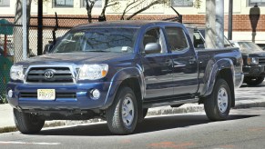 A blue Toyota Tacoma.