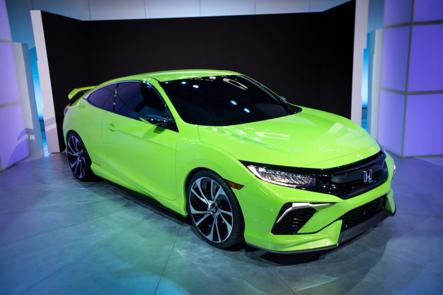 The bright green 2020 Civic Si at a launch event