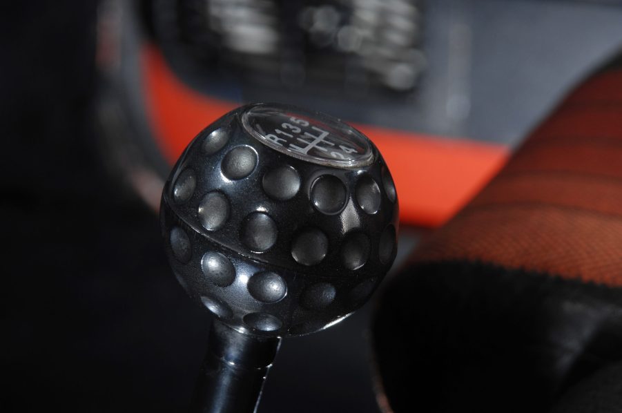 The shift knob of a manual transmission Volkswagen GTI