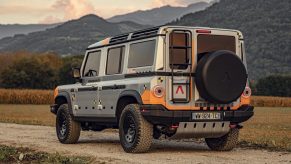 2021 Ineos Grenadier Prototype parked outside near mountains