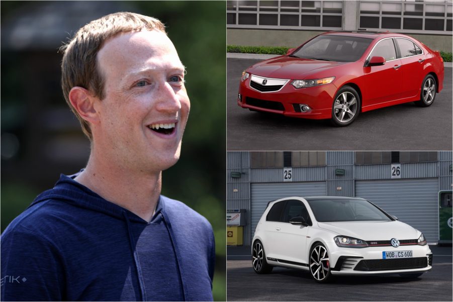 Mark Zuckerberg with an Acura TSX and Volkswagen Golf GTI