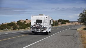 RV Driving Down Scenic Road