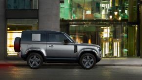 Side view of gray 2022 Land Rover Defender