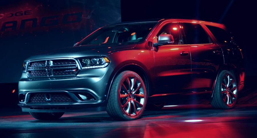 The 2014 Dodge Durango RT, is unveiled during the second press preview day at the New York International Automobile Show March 28, 2013 in New York.