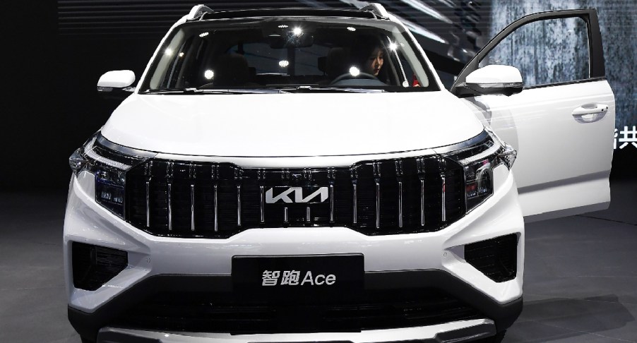 A KIA Motor Carnival car is on displayed during the 19th Shanghai International Automobile Industry Exhibition, also known as Auto Shanghai 2021, at National Exhibition and Convention Center (Shanghai) on April 20, 2021 in Shanghai, China.