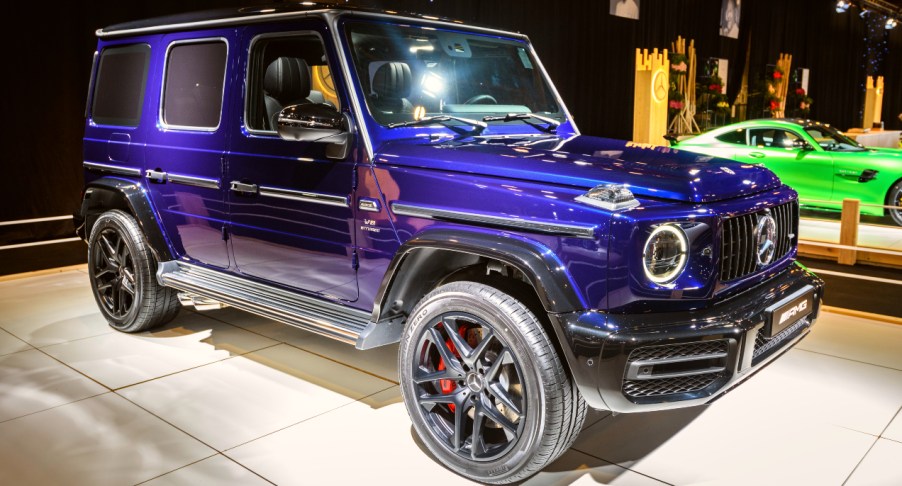 A blue Mercedes-Benz G Class