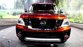 An orange Nissan Armada is on display at the 108th Annual Chicago Auto Show at McCormick Place in Chicago, Illinois on February 12, 2016.