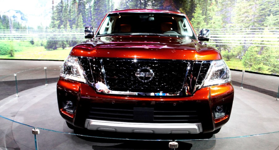 An orange Nissan Armada is on display at the 108th Annual Chicago Auto Show at McCormick Place in Chicago, Illinois on February 12, 2016.