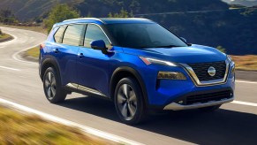 The 2020 Nissan Rogue on the road