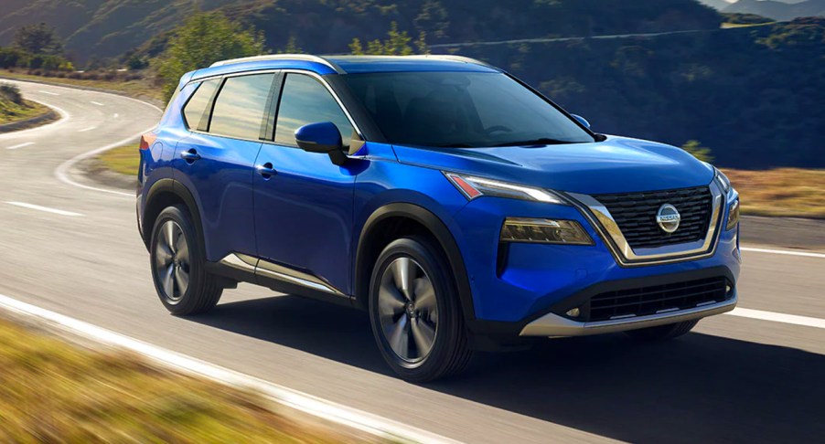 The 2020 Nissan Rogue on the road