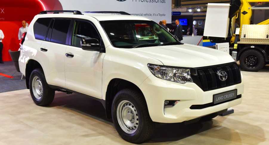 : A Toyota Land Cruiser is displayed during the Commercial Vehicle Show at the NEC on September 02, 2021 in Birmingham, England.