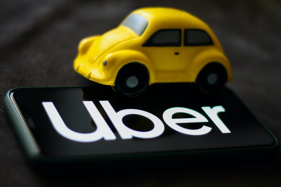 Uber logo displayed on a phone screen