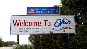 Welcome to Ohio sign where they get more speeding tickets than any other state.