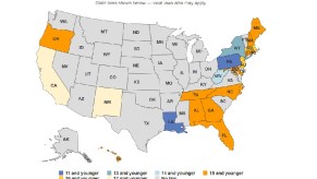 A map of bicycle helmet laws.