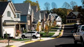 Neat line of suburban houses in Fairfax, Virginia