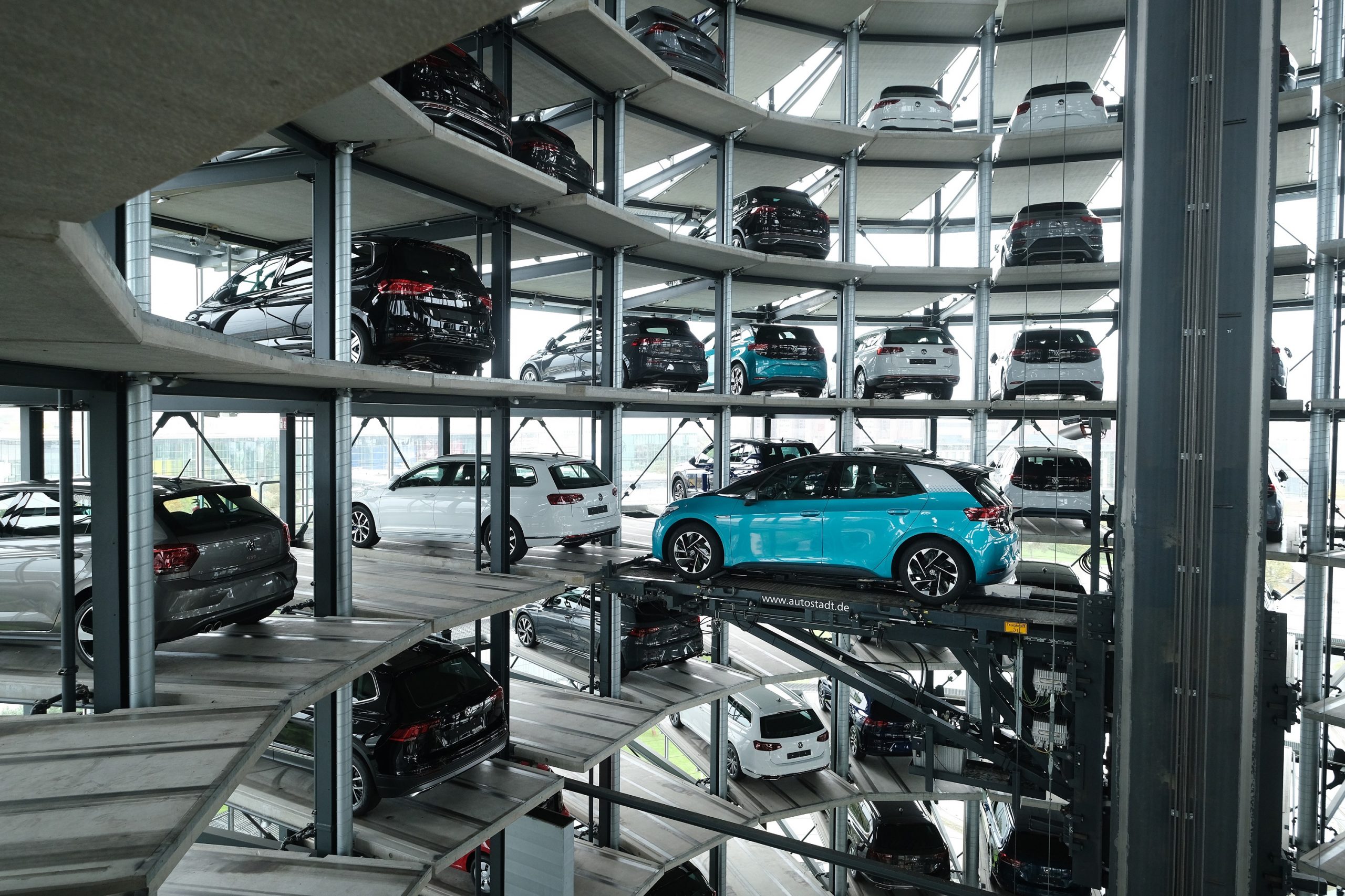 The Volkswagen Autostadt, basically a car elevator with millions of dollars of cars in it.