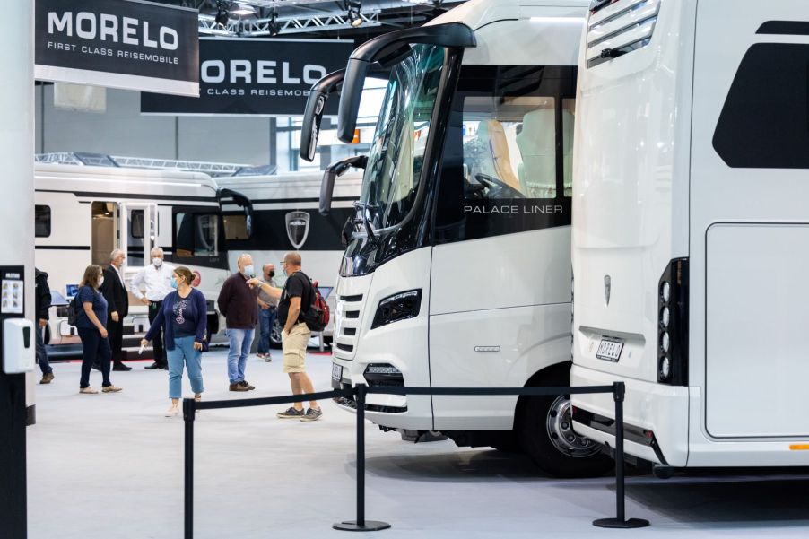 A trade fair of caravans, motorhomes, and RVs at the 60th Caravan Salon