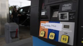 gas pump showing three different octanes. Now unleaded gasoline is fully outlawed.