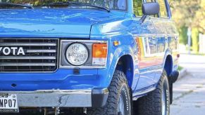 close up on the grille of a 1984 Land Cruiser FJ60