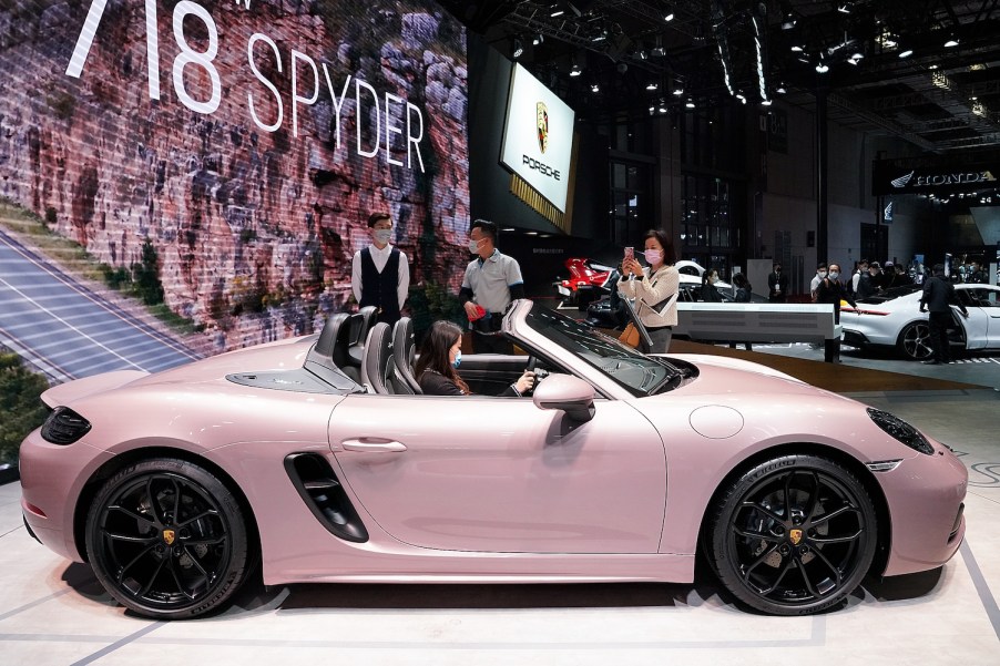 Porshce 718 Spyder on display in Shanghai