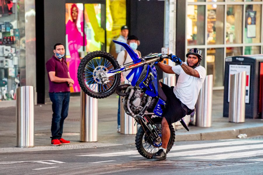 Dirt bikes like this ridden in the streets of NYC are getting crushed by NYC Mayor Bill de Blasio