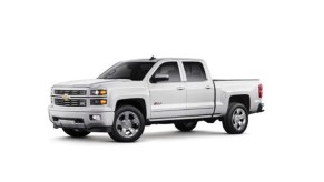 A white 2015 Chevy Silverado against a white background.