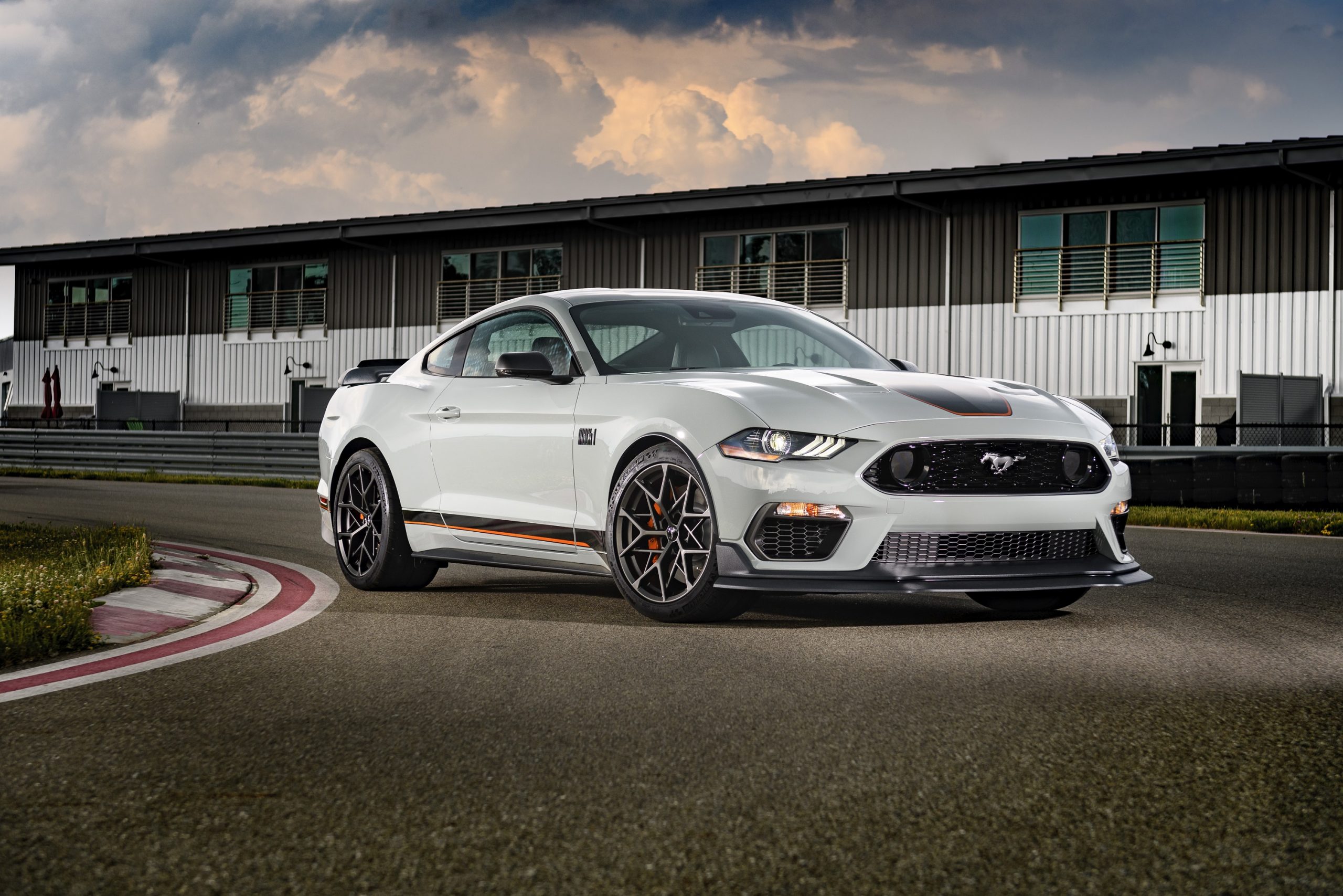 A grey 2021 Ford Mustang Mach 1