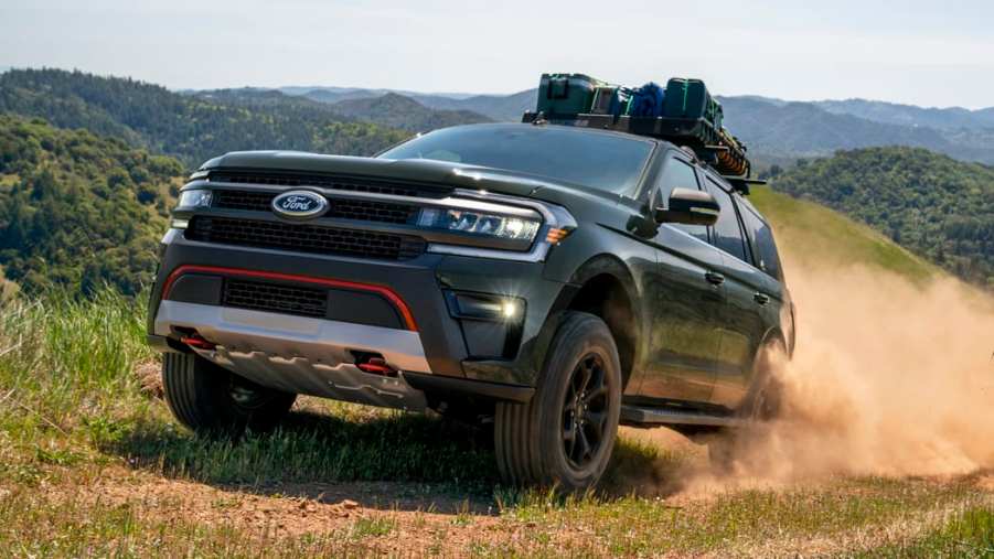 The 2022 Ford Expedition Timberline on a dirt road