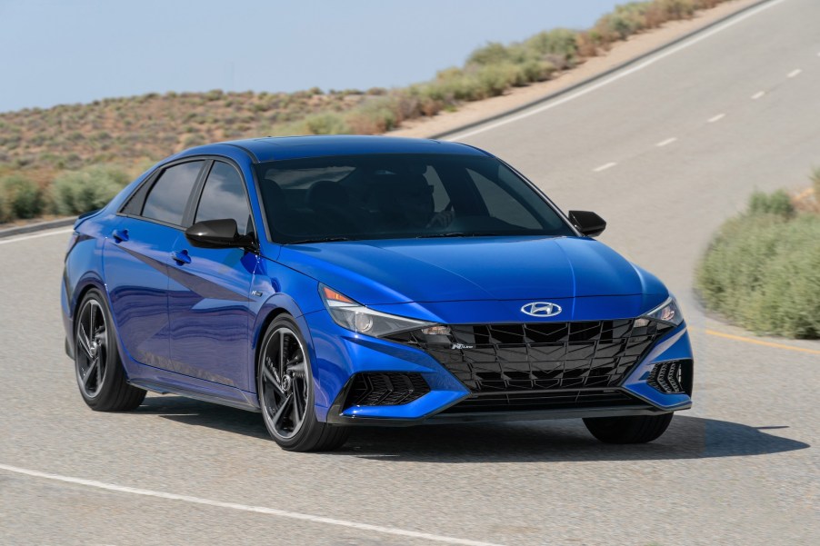 The 2022 Hyundai Elantra N line in blue