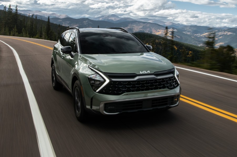 The 2023 Kia Sportage on a mountain road