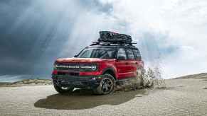 The 2021 Ford Bronco Sport Badlands kicking up sand