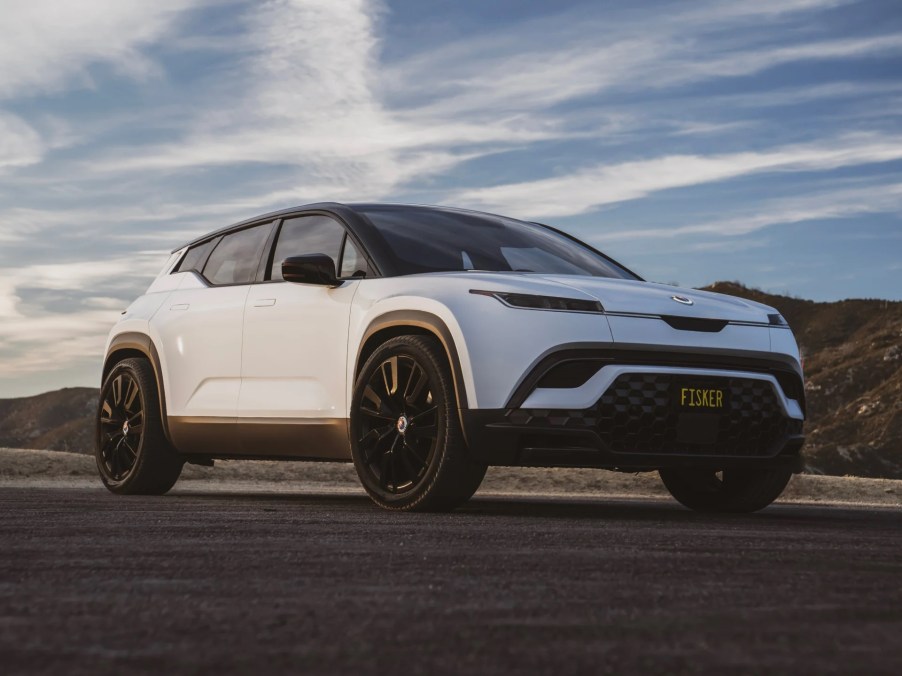 The Fisker Ocean electric SUV in white