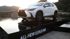 A white Lexus NX.