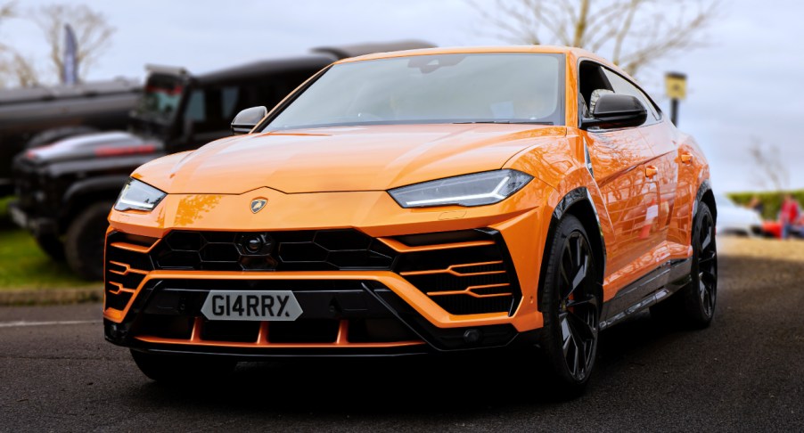 The Lamborghini Urus seen at the Sharnbrook Hotel in Bedfordshire. The Sharnbrook Hotel hosted a private car show to enable the filming of an up and coming tv Documentary on SkyTV.