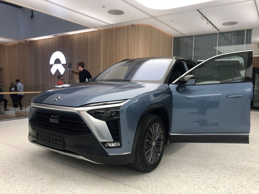 A Nio vehicle display in Oslo, Norway