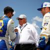 Rick Hendrick with the NASCAR NAPA Auto Parts Chevrolet crew in Lebanon, Tennessee