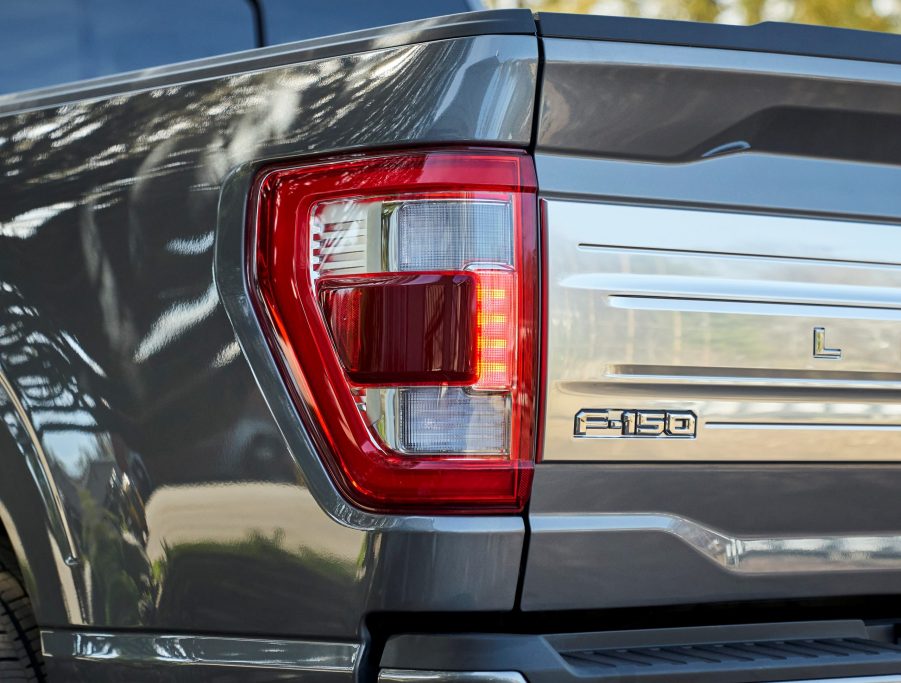 Smart taillight on gray Ford F-150