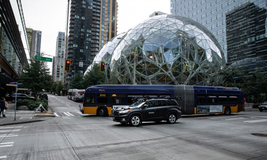 Zoox autonomous Toyota Highlander. Zoox will begin testing autonomous vehicles in Seattle, Washington