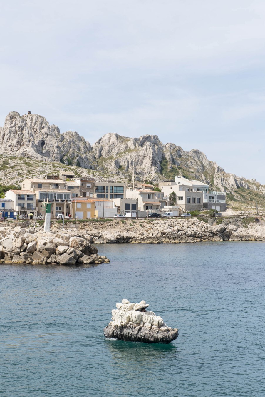 The French coast with a rock boat inconspicuously floating